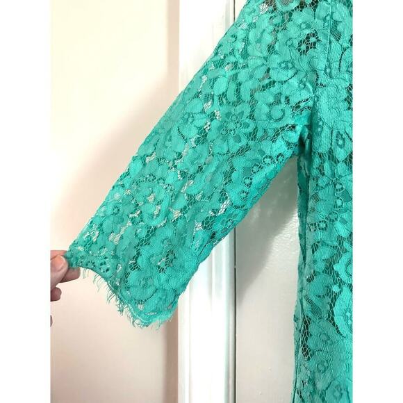 Robert Rodriguez Collection Sea Water Lace Crochet Sheer Shift Mini Dress - Sz 4 - Picture 3 of 5